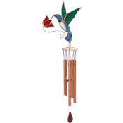 Gift Essentials Stained Glass Hummingbird with Red Flower Wind Chime