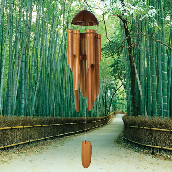 Woodstock Half Coconut Bamboo Wind Chime - Large